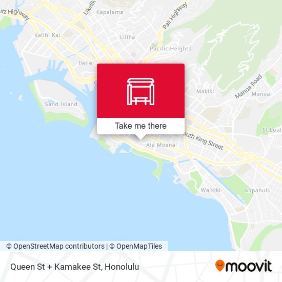 Queen St + Kamakee St map