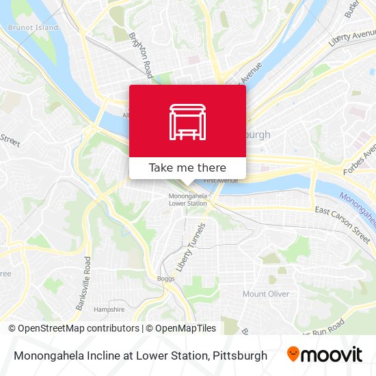 Monongahela Incline at Lower Station map