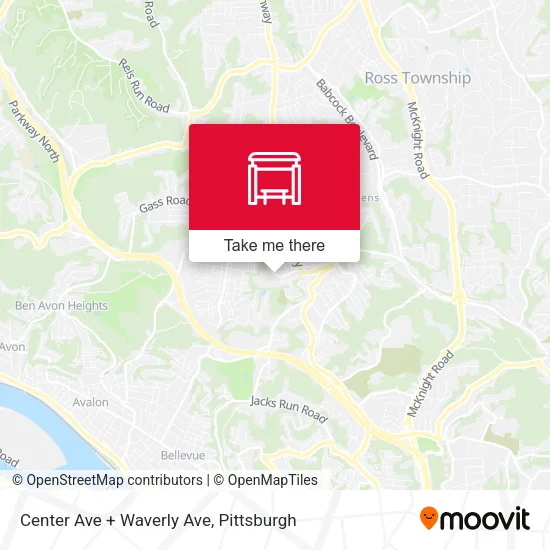 Mapa de Center Ave + Waverly Ave