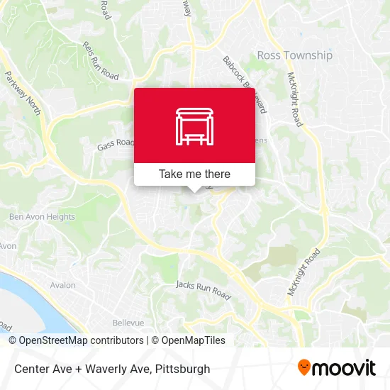 Mapa de Center Ave + Waverly Ave