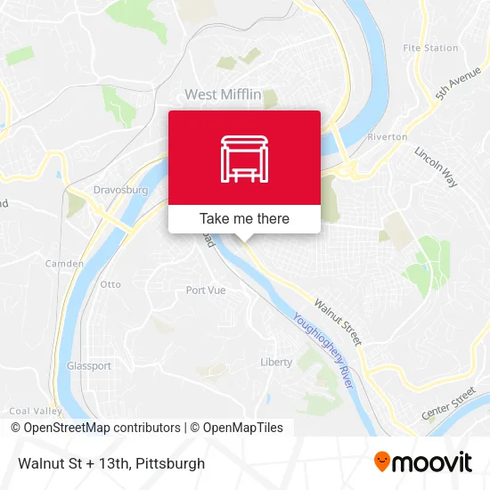 Mapa de Walnut St + 13th