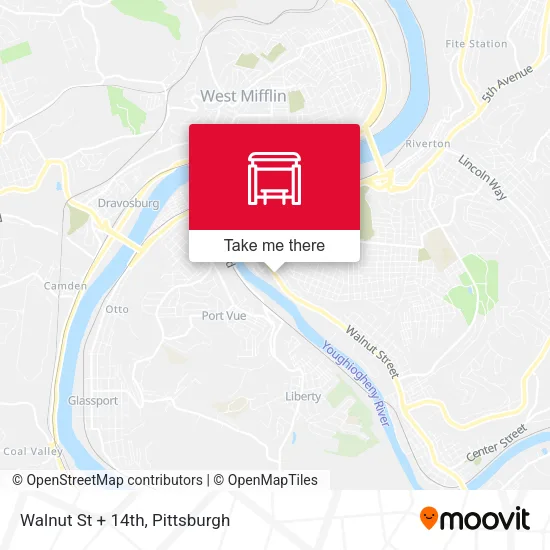 Walnut St + 14th map