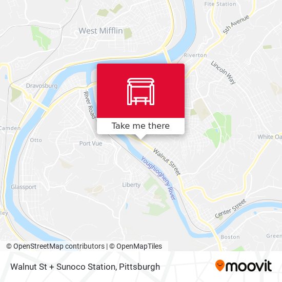 Walnut St + Sunoco Station map