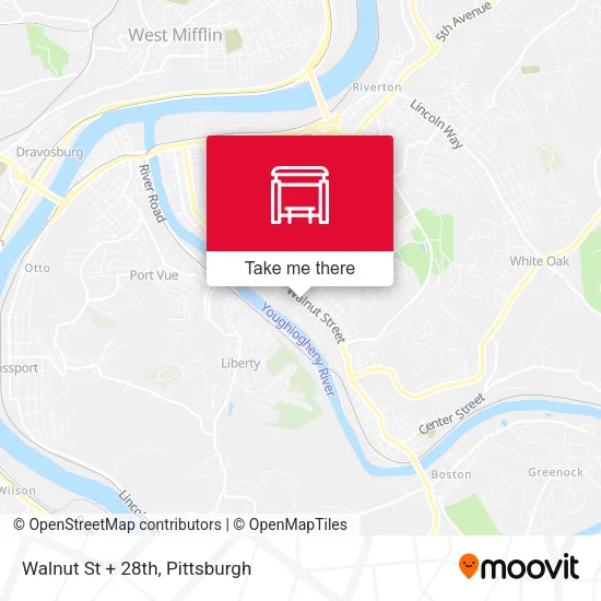 Walnut St + 28th map