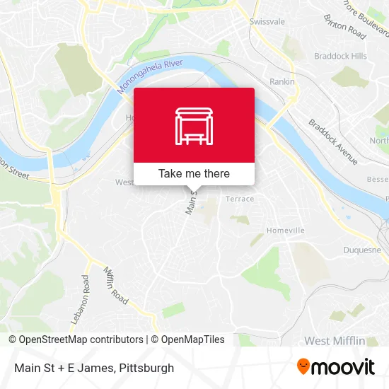 Main St + E James map