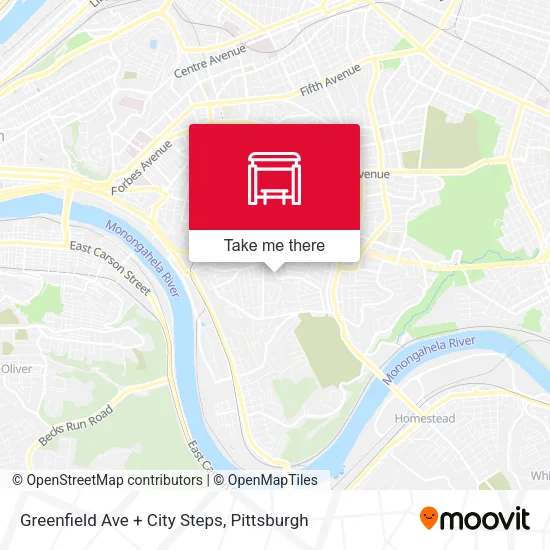 Greenfield Ave + City Steps map
