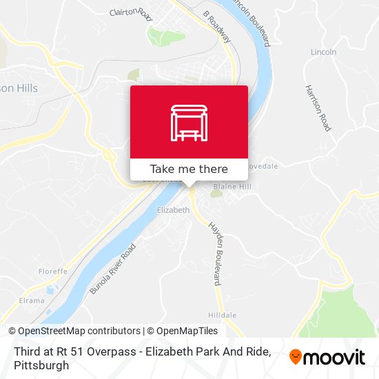 Third at Rt 51 Overpass - Elizabeth Park And Ride map