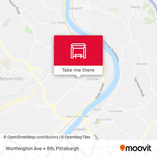 Worthington Ave + 8th map