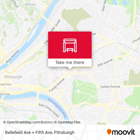Mapa de Bellefield Ave + Fifth Ave