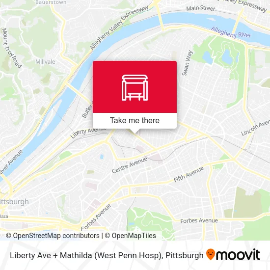 Mapa de Liberty Ave + Mathilda (West Penn Hosp)