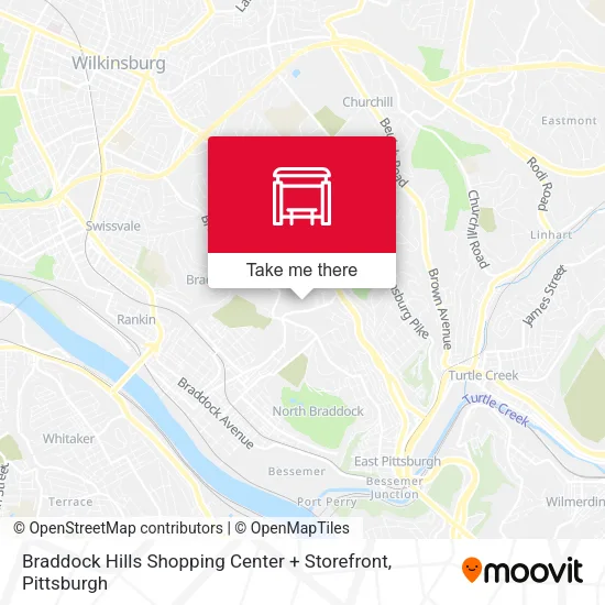 Braddock Hills Shopping Center + Storefront map