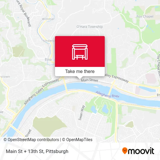 Main St + 13th St map