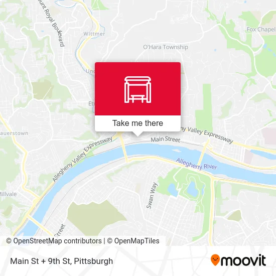 Main St + 9th St map