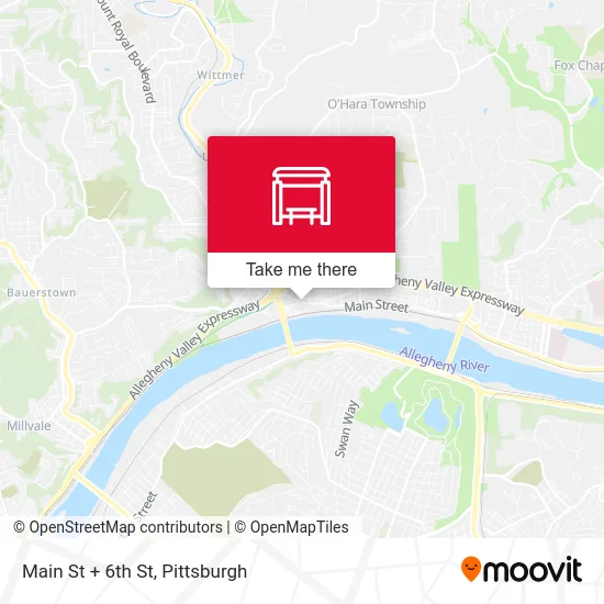 Main St + 6th St map