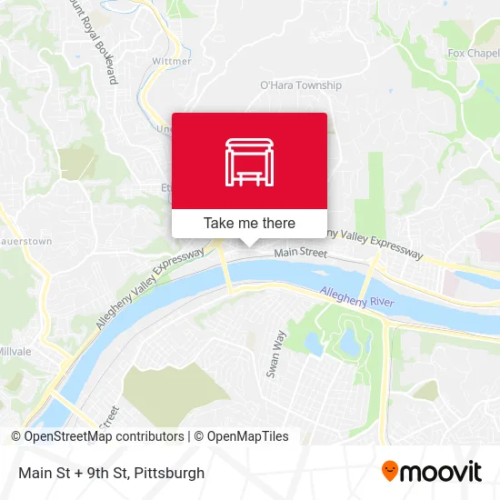 Main St + 9th St map