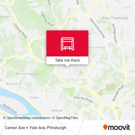 Mapa de Center Ave + Yale Ave