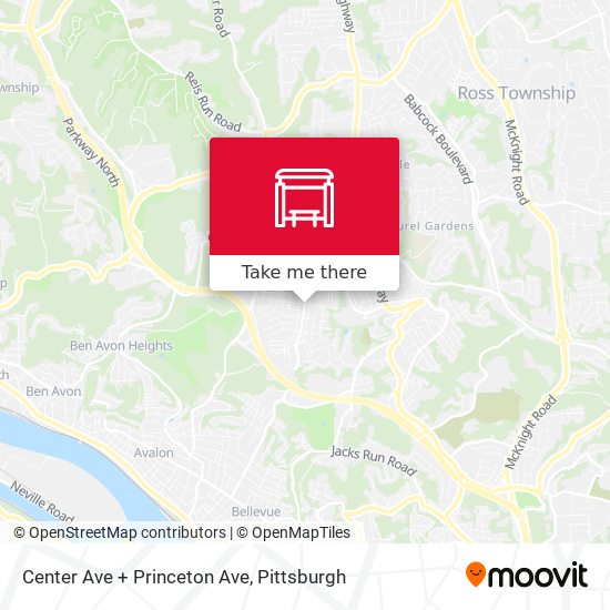 Center Ave + Princeton Ave map