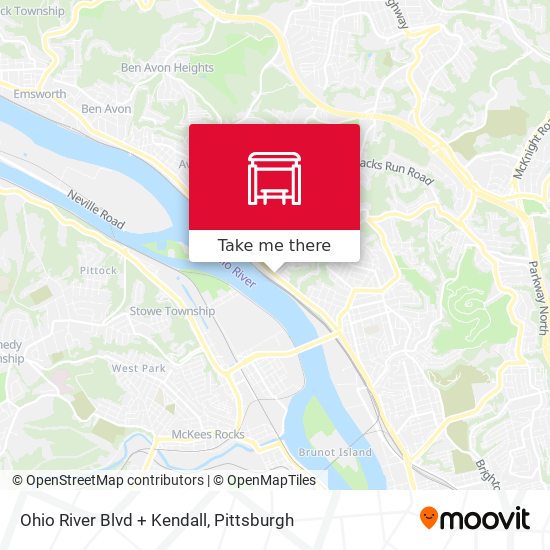 Ohio River Blvd + Kendall map