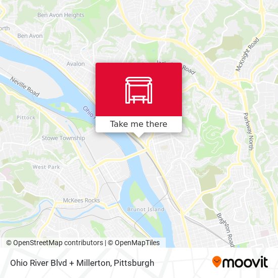 Ohio River Blvd + Millerton map