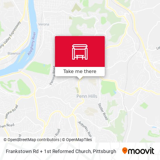 Frankstown Rd + 1st Reformed Church map