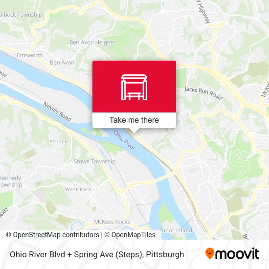Mapa de Ohio River Blvd + Spring Ave (Steps)