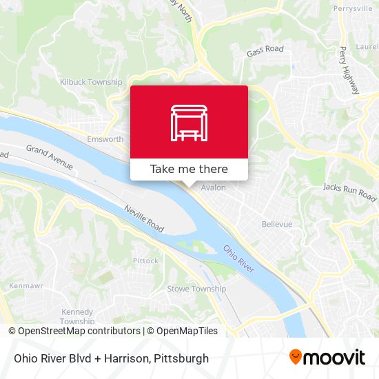 Ohio River Blvd + Harrison map