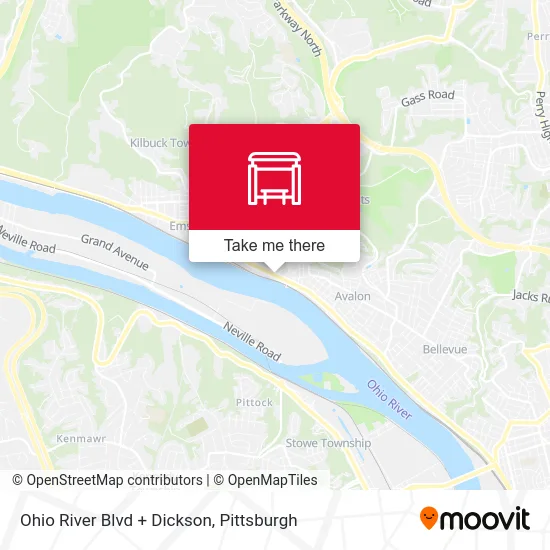 Ohio River Blvd + Dickson map