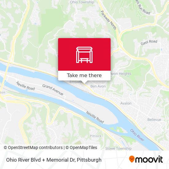 Ohio River Blvd + Memorial Dr map