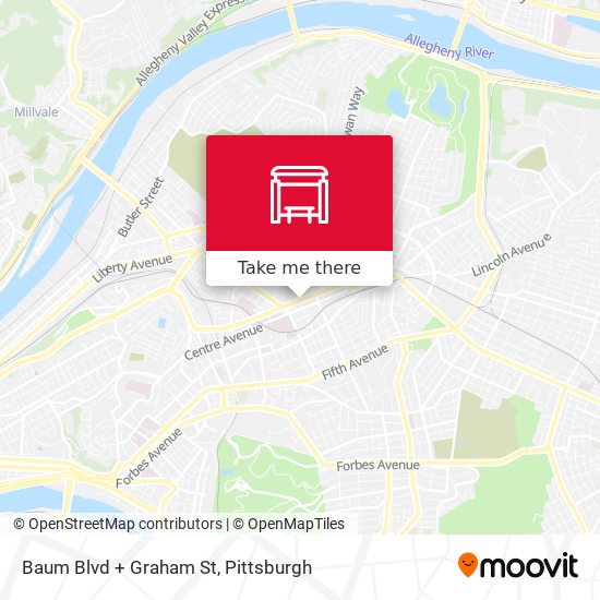 Baum Blvd + Graham St map