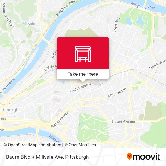 Mapa de Baum Blvd + Millvale Ave