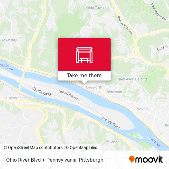 Ohio River Blvd + Pennsylvania map