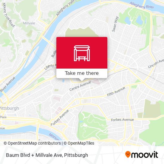 Baum Blvd + Millvale Ave map