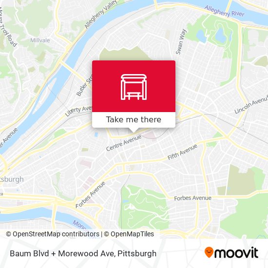 Baum Blvd + Morewood Ave map