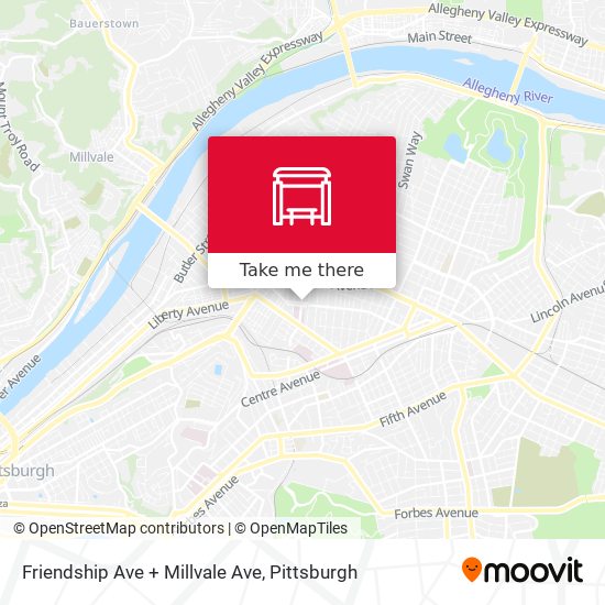 Friendship Ave + Millvale Ave map
