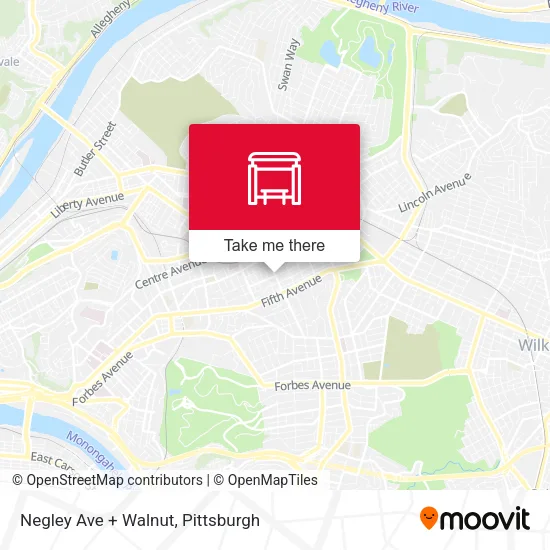 Negley Ave + Walnut map