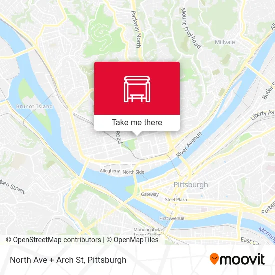 North Ave + Arch St map