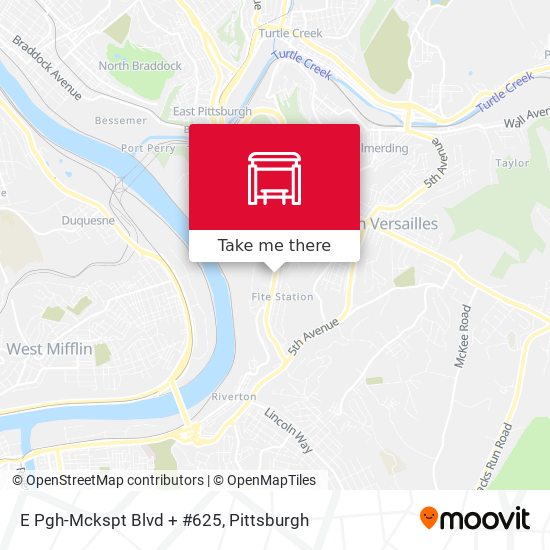 E Pgh-Mckspt Blvd + #625 map