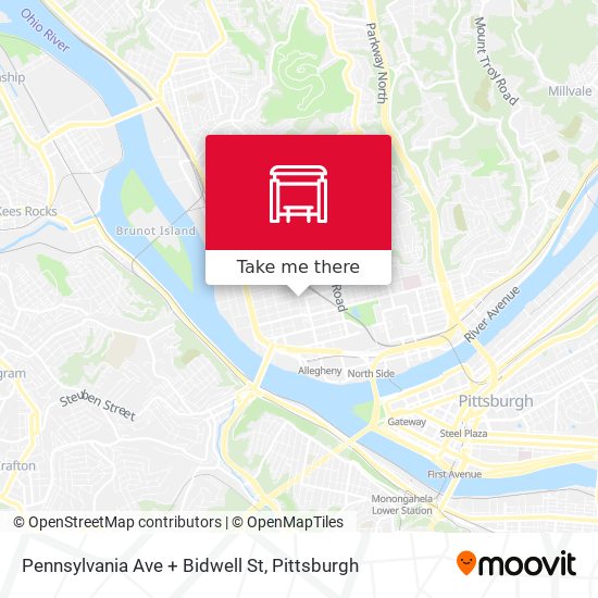 Pennsylvania Ave + Bidwell St map