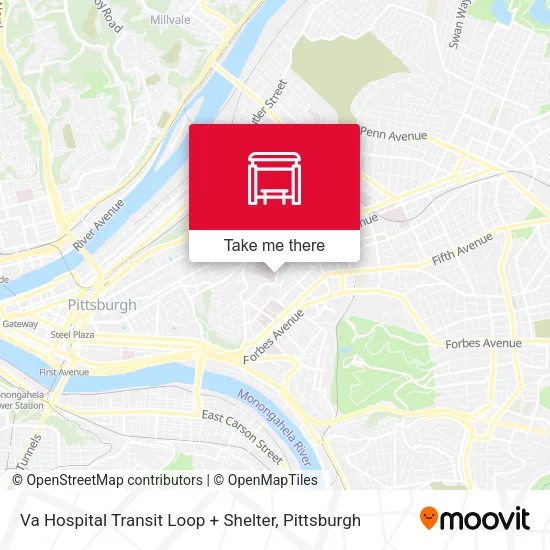 Mapa de Va Hospital Transit Loop + Shelter