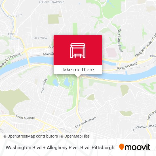 Washington Blvd + Allegheny River Blvd map