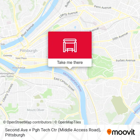 Mapa de Second Ave + Pgh Tech Ctr (Middle Access Road)