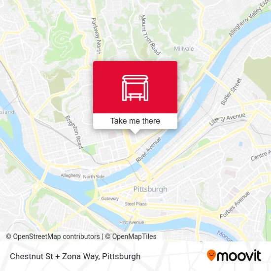 Chestnut St + Zona Way map