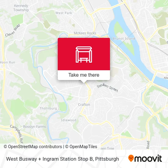 West Busway + Ingram Station Stop B map