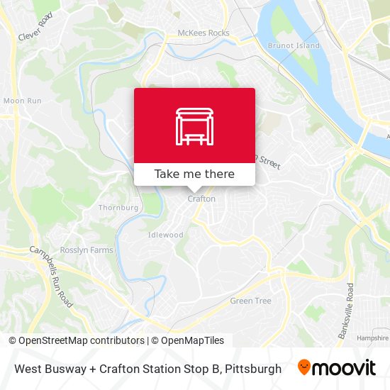 West Busway + Crafton Station Stop B map