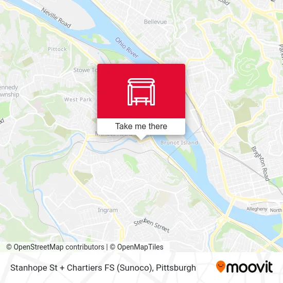 Stanhope St + Chartiers FS (Sunoco) map