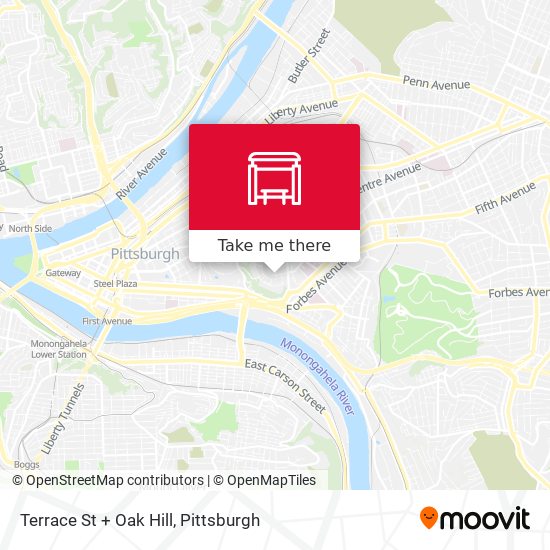 Terrace St + Oak Hill map