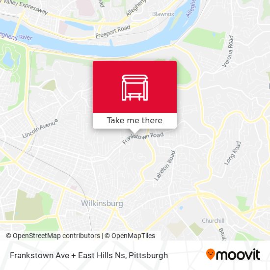 Frankstown Ave + East Hills Ns map
