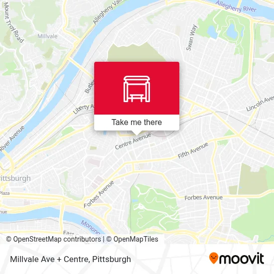 Millvale Ave + Centre map