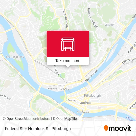 Federal St + Hemlock St map