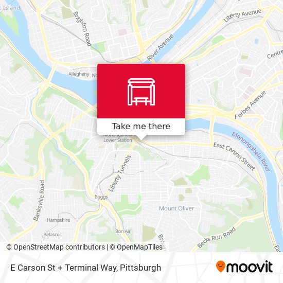 E Carson St + Terminal Way map